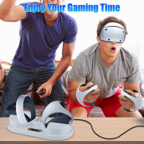 Charging Station for PlayStation VR2 Controller, EEEKit Charging Dock Compatible with PS VR2 Sense, PSVR 2 Quick Charge Controllers Charger Stand with 4 Type-C Magnetic Interfaces and LED Indicator