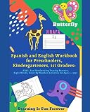  Spanish and English Workbook for Preschoolers, Kindergarteners, 1st Graders: ABCs, Fun Handwriting Tracing Practice, Sight Words, Color By Number Activities for Ages 3-5 (55)