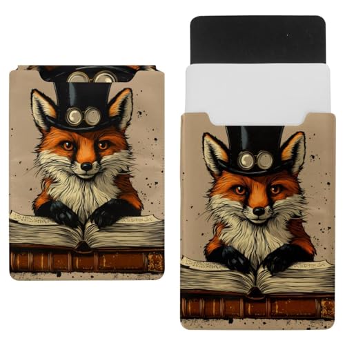 Funda para portátil Retro Book Fox de 13.8 pulgadas ideal para organizar tu mochila de cafetería