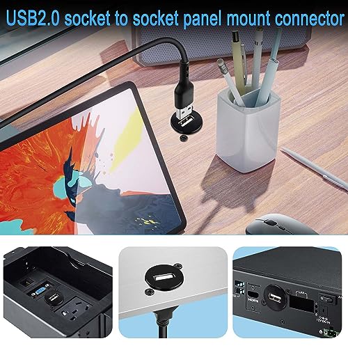 QIANRENON USB2.0 Panel Mount Short Cable Adapter USB 2.0 Female to Female Connector Coupler Fixed Mount Socket - Image 3