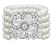 Zking Art Deco The Great Gatsby 5 Rows Faux Pearl Elastic Bracelet Bangle