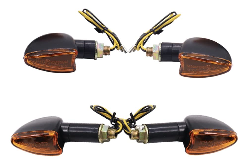 intermitentes moto, 12V, 2 mango corto y 2 mango largo, flechas universales para intermitente moto pequeña, para ATV, Scooter, Quad Cruiser, todoterreno, Color ámbar (4)