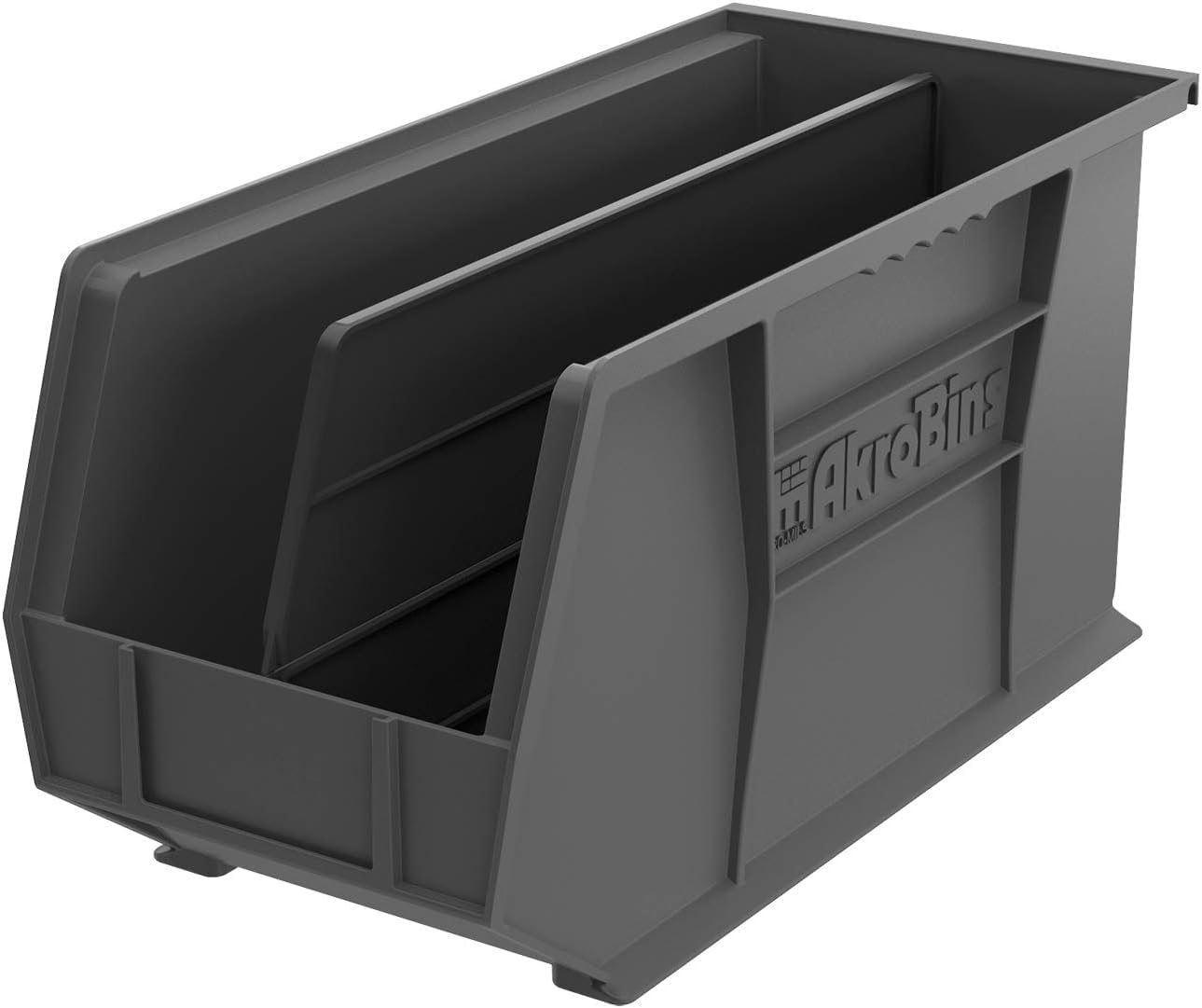 Akro-Mils 30265 AkroBins Plastic Storage Bins, Space-Saving Stackable Bins for Garage, Pantry, Craft Organization, 18-" x 8.25-" x 9-", Black, 6-Pack