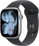 Apple Watch Series 11 [GPS 46mm] Smart Watch with Space Grey Case and Black Sport Band, Sleep Score, Activity Tracker, Health Tracker, Screen Always On - 1