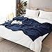 EMME Muslin Blanket 100% Cotton Twin Blankets for Couch Breathable Gauze Blanket All Season Soft and Lightweight Pre-Washed (Navy, 60