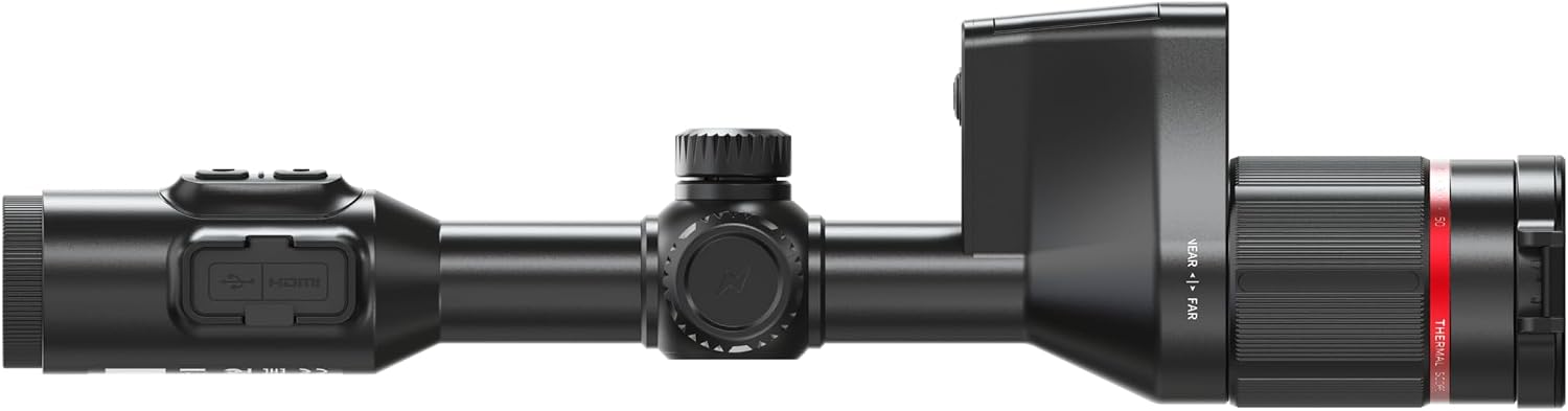 Another rear view of the TU 651 LRF-A Thermal Riflescope, showing the USB-C port