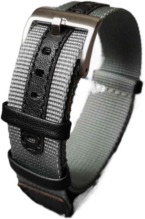 Cong Yi 18mm 20mm 22mm Braided Nylon+Genuine Leather Watch Strap Durable Without Deformation Band