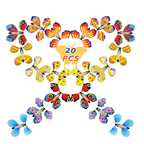 Joyibay Fliegender Schmetterling, 20Pcs Flying Butterfly Mehrfarbiger Fliegende Schmetterlinge Gummi Band Powered Magische Schmetterling Spielzeug Kinder für Halloween, Geburtstag Oder Kindertag