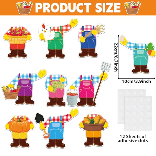 Image of gisgfim 80Pcs Farm Animal Farmer Cutouts Fall Back to School Decorations Bulletin Board Farmhouse Paper Cut-Outs Classroom Decor for DIY Craft Photo Wall Kindergarten Preschool Party Favor Supply