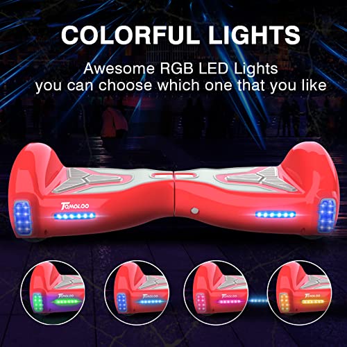 Tomoloo Hoverboard For Kids Ages 6-12 Electric Self Balancing Scooter Board For Adults With Bluetooth Speaker 6.5" Wheels Led Lights Hover Board Kids Gift Certified Safety #TOP2