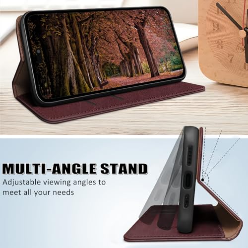Housse Honor 400 Lite 5G en cuir premium de couleur vin rouge - 5