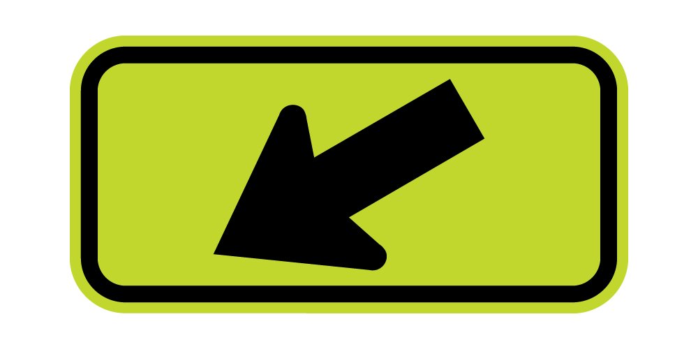 Municipal Supply and Sign Co W16-7P Diagonal Arrow (Left) Sign FYG - 21 x 15 - Reflective Traffic Sign with 3M High-Intensity Prismatic Sheeting -