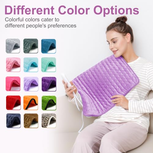 Image of Heating Pad,Electric Heating Pads,Heating Pad for Back,Lavender,24x20 Inch | Heating Pads for Shoulder,Neck,Abdomen,Knee,Arms,Legs,Heat Pad for Birthday Father Mother Gift Women Men,6 Heat Settings