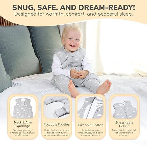 Image of Mama Cheetah Toddler Sleep Sack with Feet 4T-5T, 1.0 TOG Organic Cotton Baby Wearable Blankets with Legs, Baby Sleeping Bag for Walkers, Early Walker X-Large