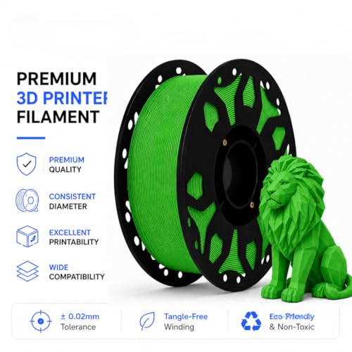 Image of FILAMONT PLA+ 3D Printer Filament 1.75mm, High Strength & Low Warp Printing Material, Dimensional Accuracy ±0.02mm, Vacuum Sealed with Desiccant, 1kg Spool (Green)