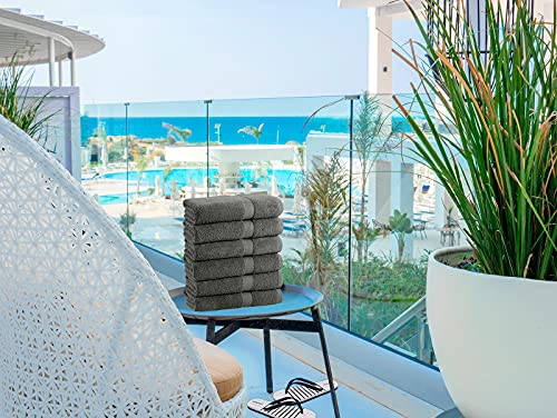 Oakias 6 Pack Small Cotton Towels Grey – 22 X 44 Inches 500 Gsm – Hotel, Pool & Gym Towels – Highly Absorbent #TOP6