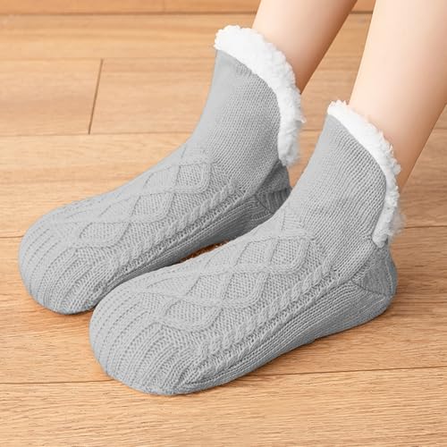 Image of Fluffy Fuzzy Warm Slipper Socks for Women Men Thick Fleece Lined Non-Slip Socks Indoor Floor ChristmasGiftsfor women Winter super Soft Warm Cozy Grip Socks