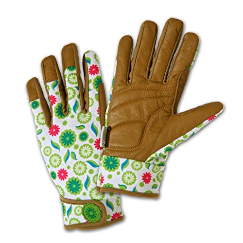 DIRTY WORK DW86211 Hi-Dex Goatskin Leather Gloves, Women's Small, Floral