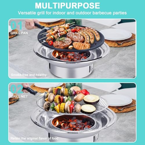Barbecue portatile a carbonella, antiaderente, stile coreano, perfetto per campeggio all'aperto e riunioni a casa, compatto e facile da usare, ideale per gli amanti del barbecue