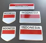 5Pcs Metal Indonesian Indonesia Flag Car Decal Stickers,Indonesian Flag Decal for Cars Trucks SUV Boats Bumper Window Fender Patriotic Badges