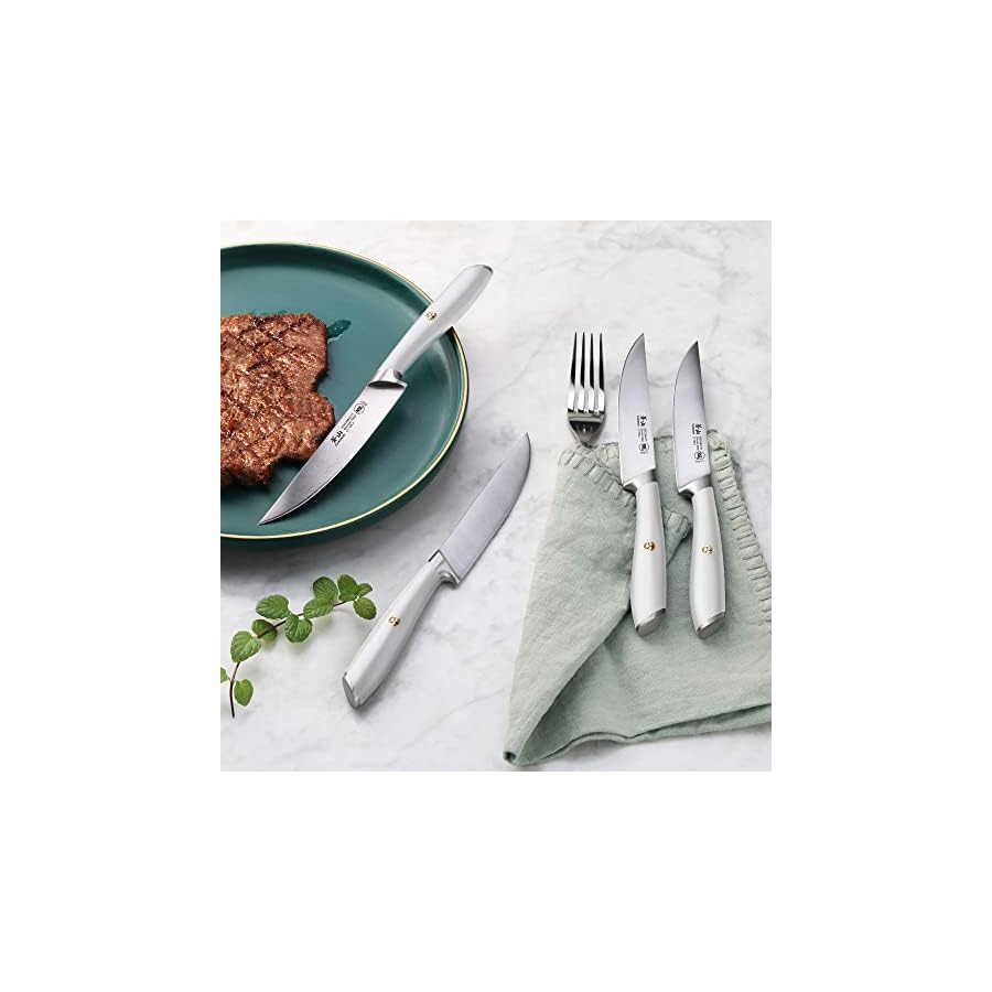 Cangshan L1 Series 1026948 German Steel Forged 4-Piece Fine-Edge Steak Knife Set, White