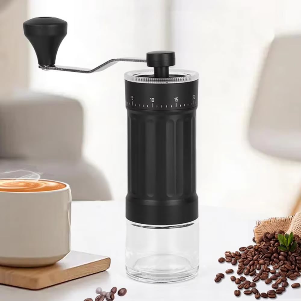 Leadigol Adjustable Mini Manual Coffee Grinder, Conical Burr Coffee Bean Mill, Portable Hand-Cranked Coffee Bean Grinder for Home and Camping(Style B)