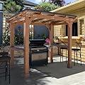 VEIKOU 8’x5’ Grill Gazebo, Patio Gazebo with Hardtop Metal Roof, Rainwater Drainage, Wood Frame, BBQ Gazebo for Barbecue, Backyard, Garden, Rustic