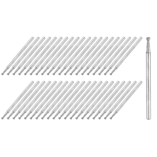 Image of sourcing map Diamond Grinding Burrs Drill Bit 3/32 Inch Shank 2mm Dia Ball Shaped Head Diamond Mounted Points Bit for Carving Polishing Jade Jewelry Amber Stone Beeswax Glass 40pcs