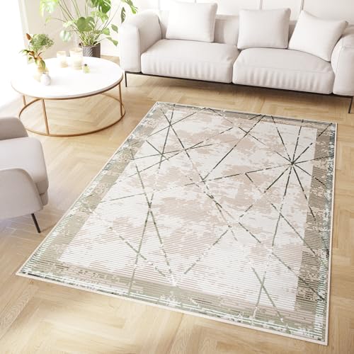 Tapis moderne doux TAPISO beige vert 80x150cm Oeko-TEX - 2