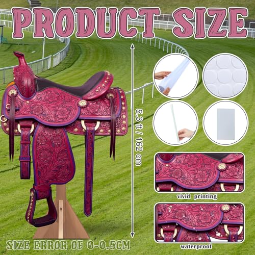 Image of Marsui 5.3ft Horse Racing Party Decorations Saddle Cardboard Cutout Stand up Life Size Derby Day Photo Props Animals Decor for Derby Day Rodeo Western Party Equestrian Events Supplies