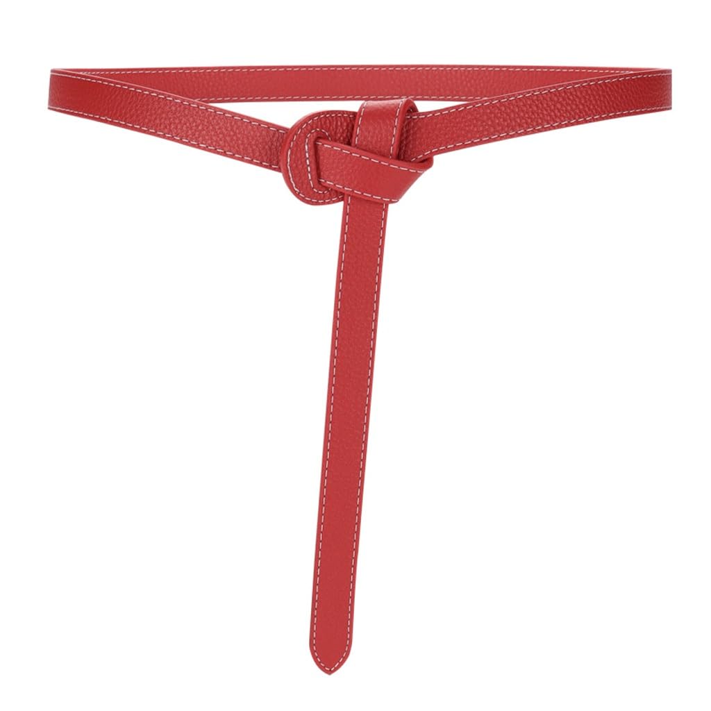 Belt for Womens Decoration Versatile Suit Soft Knotted Cowhide Belt with Dress