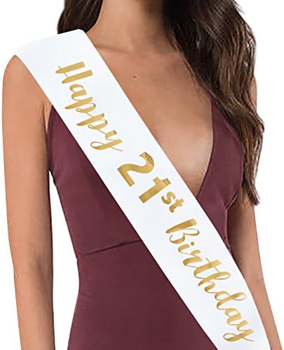 FCAROLYN “Happy 21st Birthday” Sash - 21 Birthday Gift - 21 Birthday Sash - 21 Birthday Party