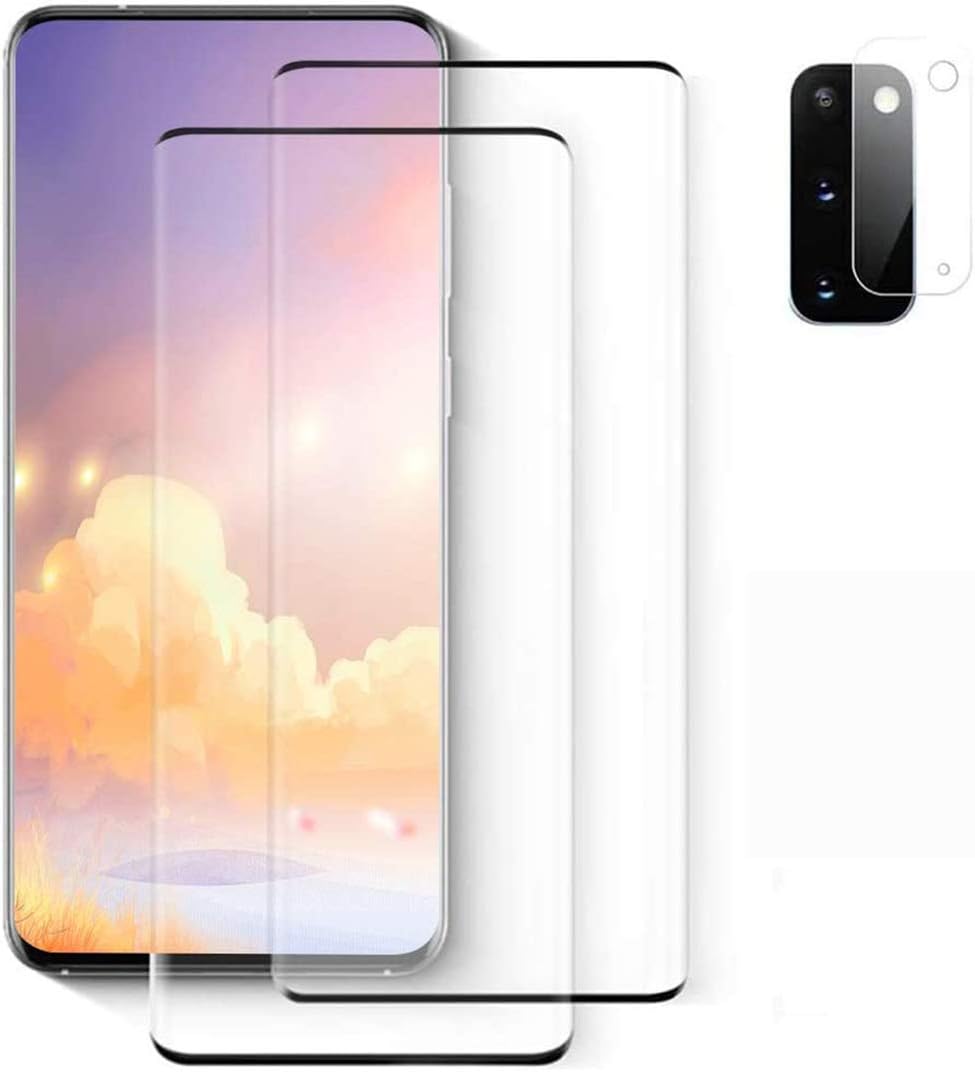 Galaxy S20 Screen Protector, (S20 5G) 2 Pack 9H Tempered Glass Ultrasonic Fingerprint Compatible, HD Clear, Bubble-Free, 3D Curved, Scratch-Resistant for Samsung S20 Glass Screen Protector