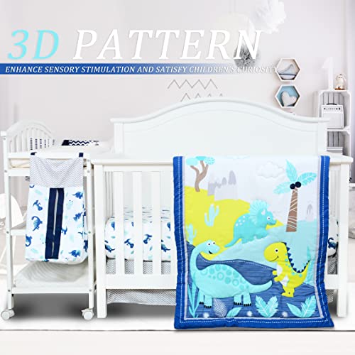 Suyfhdc Crib Bedding Set For Boys Girls, 4 Piece Crib Bedding Set, Standard Size Baby Bedding Set, Crib Quilt & Crib Sheet & Crib Skirt Included & Diaper Stacker #TOP4