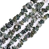 Moosachat-Kies Halbedelstein Gem Inside Moosachat-Kies, 5–8 mm, Halbedelstein, zur Schmuckherstellung, 86,4 cm pro Strang.