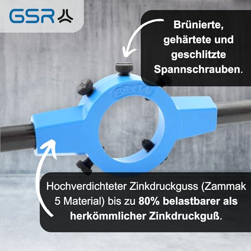 GSR Silver Schneideisenhalter (20 x 5) DIN EN 22568 (DIN 223), Zinkdruckguss, Rändelung der Griffe für bessere Griffigkeit, Aufnahme von runden Schneideisen, Haltewerkzeug