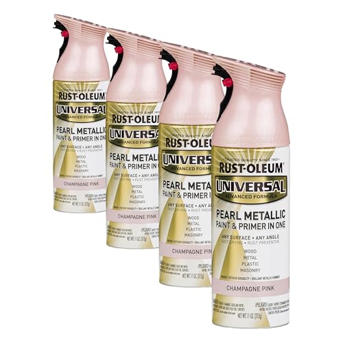 Image of Rust-Oleum 301537 Universal All Surface Pearl Metallic Spray Paint, 11 oz, Champagne Pink (Pack of 4)