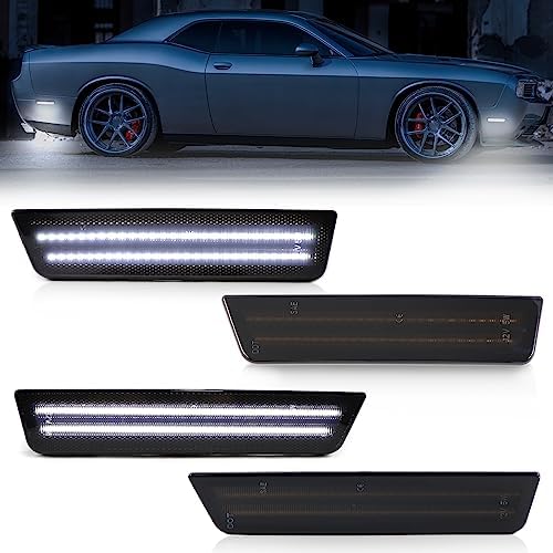 FetonAuto White LED Side Marker Lights for Dodge Challenger 2008 2009 2010 2011 2012