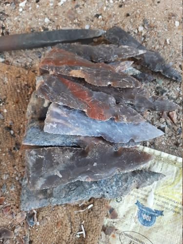 NEWCRYSTALAGE Agate Native American Projectile Flint Bird Spear Arrowhead | Tomb Shape Arrowhead, 4.5-5 Inch Approx | Authentic Decorative Artifact