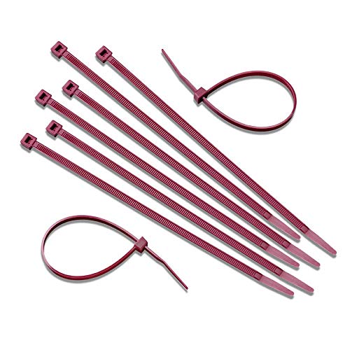 Nylon Cable Zip Ties [Pack de 100] – 14.6 in, 50lb, Burgundy, Plenum Rated Heavy Duty Zip Ties | Organizador de Cables miniatura 2