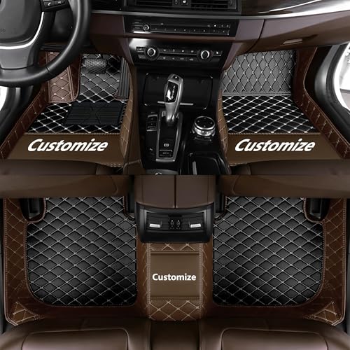 LUZiUNInk Car Mats, Car Floor Mats Fit 99% Custom, Ideal Floor Mats for Most Sedan, SUV, Sports Car, Luxury Car Mats Full Set, Floor Mats for Cars All Weather. (Brown and Black)