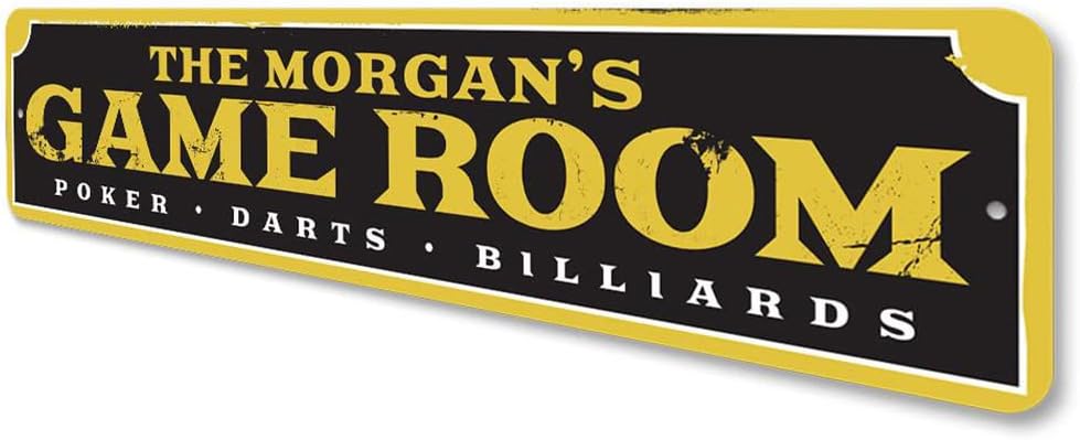 Aluminum Sign Game Room Poker Darts Billiards Personalized Themed for Home Metal Wall Decor Entertainment Space Hanging Plaque with Pre-Drilled Holes 6x24 Inch image 4