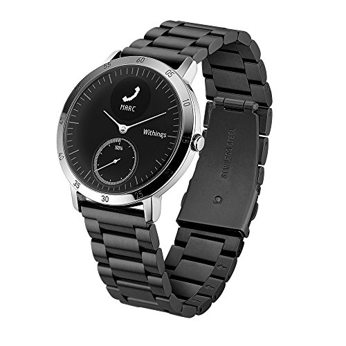Balerion-Adjustable Solid Stainless Steel Band with Durable Folding Clasp for Wthings Steel HR 40mm verison-Steel Black 40MM
