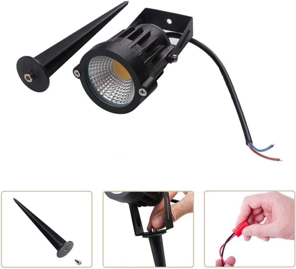 Miniatura 6 de Youngine - Paquete de 2 luces LED de bajo voltaje de 12 V, impermeables, para exteriores, paredes, árboles, banderas, focos de 5 W, COB, jardín,