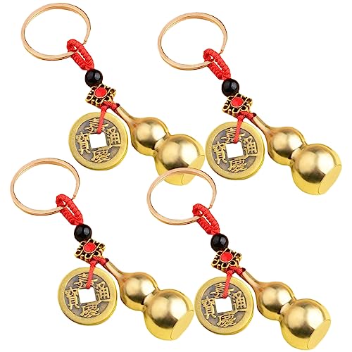 GOOHOCHY 4pcs Feng Shui Gourd Keychain with Fortune Wealth and Prosperity Charm Keychains for Good Luck and Success Ideal Feng Shui Car Home Office