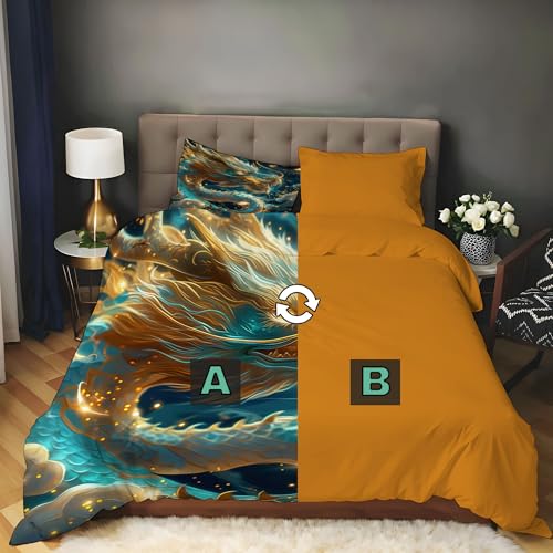 Housse de couette dragon en microfibre douce lavable pour un lit infroissable