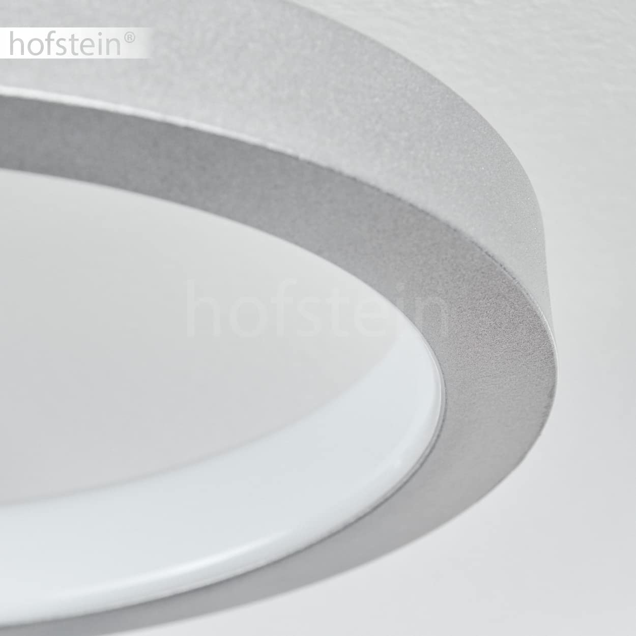 HOFSTEIN LED Deckenleuchte Carabajal, dimmbare Deckenlampe aus Metall in Titanfarben/Weiß, CCT einstellbar 2300-3000-4000 K, dimmbar über Lichtschalter, 5350 L, 46 W, Wohnzimmer, Schlafzimmer, Küche