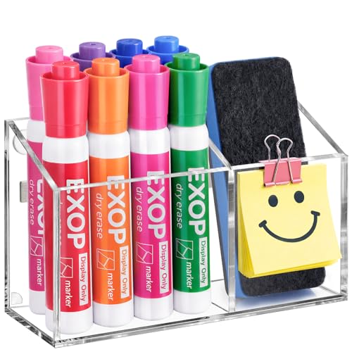 Image of MR.MATE Magnetic Pen Holder,Clear Magnetic Marker Cup for Fridge Whiteboard