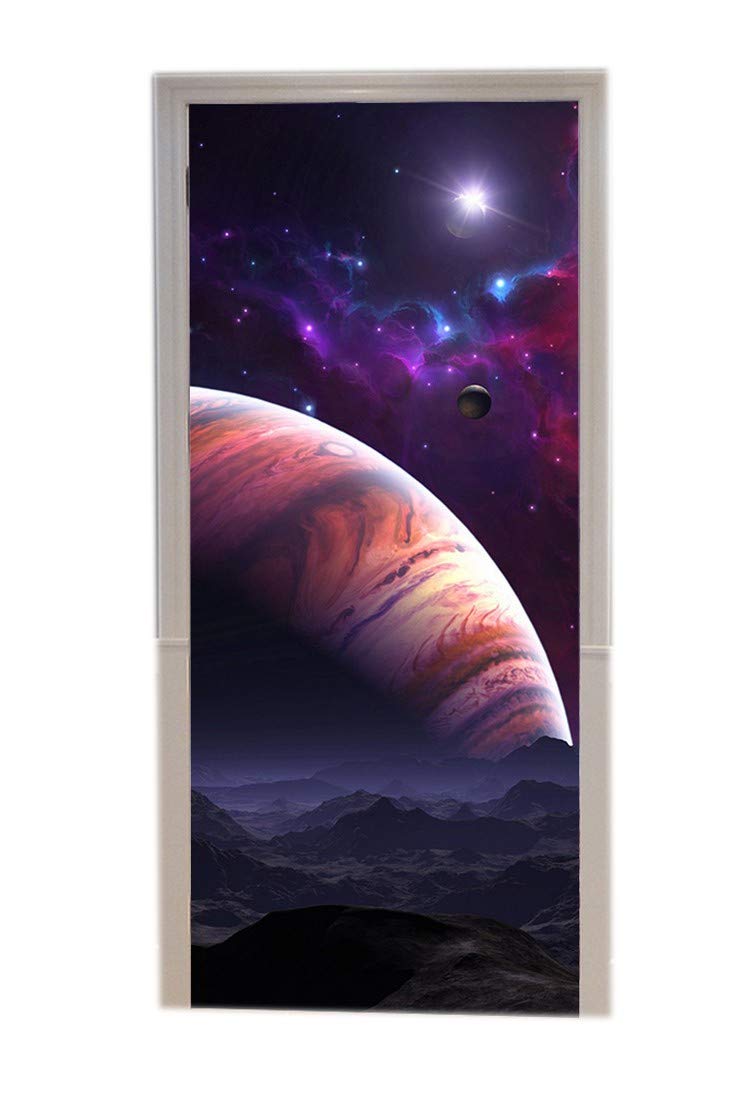 Sticker porte 3D espace galaxie A.Monamour - Poster vinyle 77x200 cm