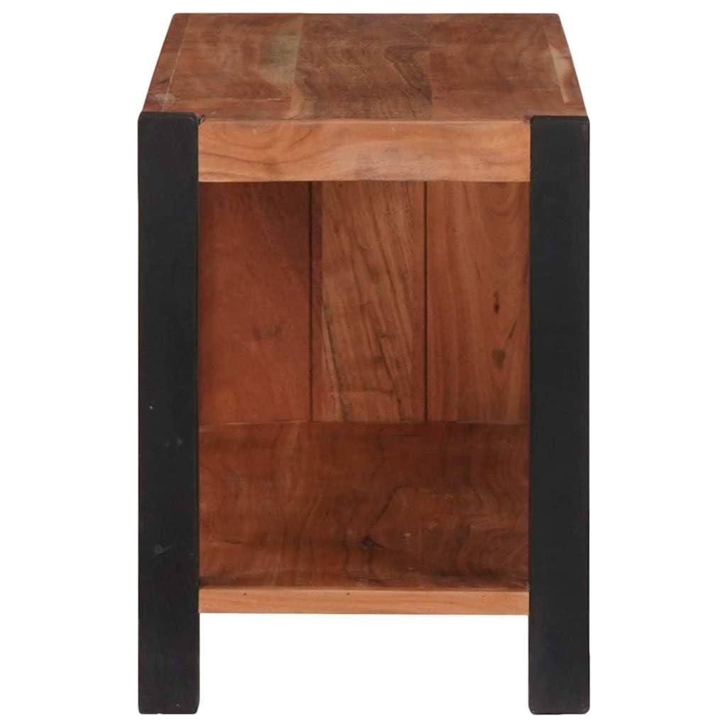 Bücherregal Braun Massivholz Akazie 80 x 30 x 40 cm mit stabilem Brettregal und robusten Eisenbeinen, freistehendes Regal für Bücher, Deko, Office Nutzung, Wohnzimmer oder Wandbereich
